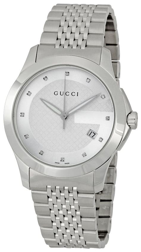 gucci watch men's silver|Gucci silver watch men.